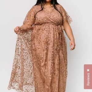 NWT Baltic Born Marseille Embossed Maxi Dress in Nude Rose XL